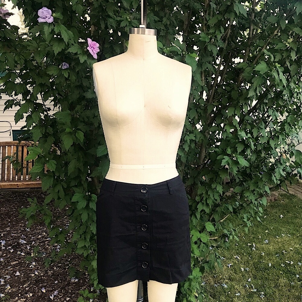 Express Short Black Button Down Pencil Skirt